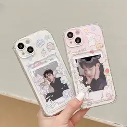 Cartoon Card Holder Slot Bag Phone Case for Samsung Galay A55 A54 A14 A24 A34 A15 A25 S24 Ultra S22 Plus S23 S21 FE S20FE S23FE