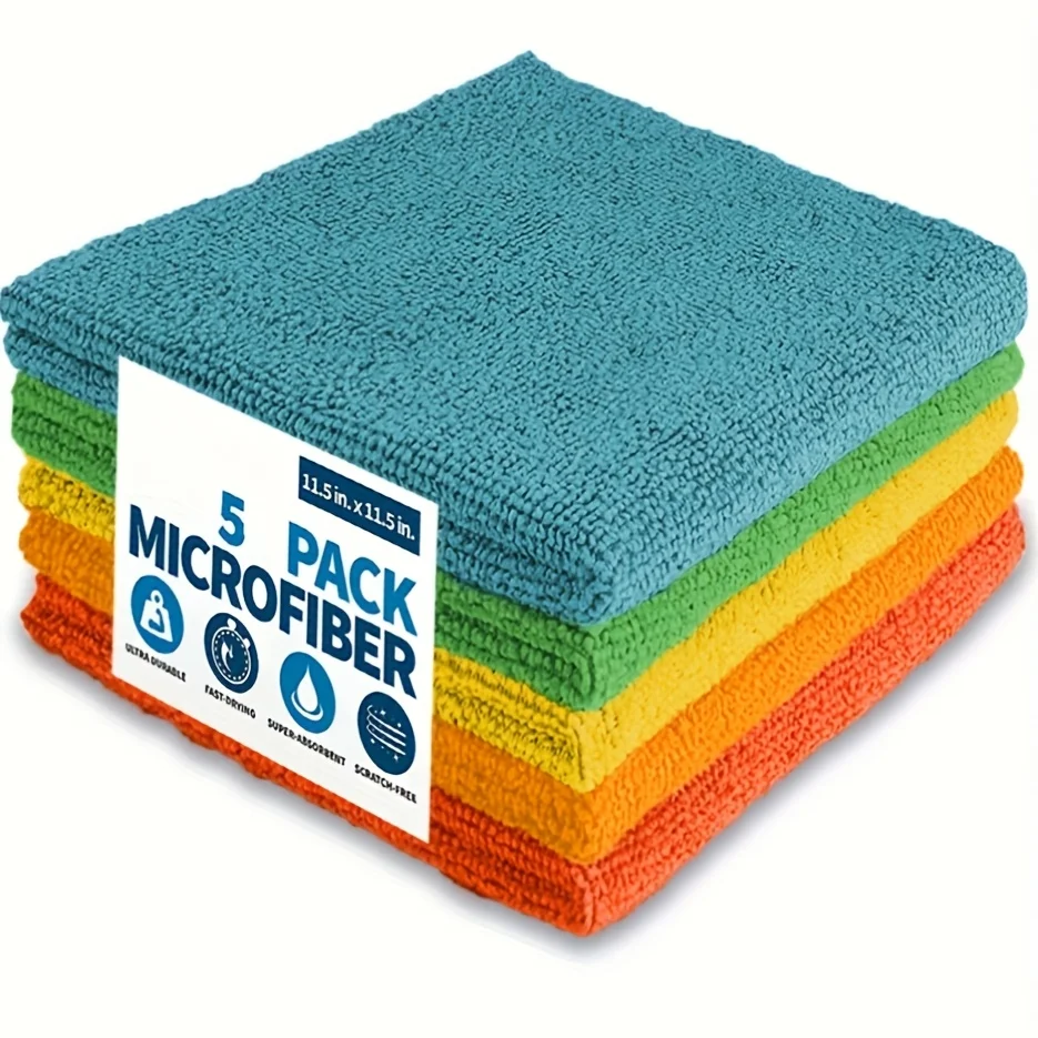 Juego de paños de limpieza de microfibra para múltiples superficies, ideal para exteriores, baño, cocina, Patio, toallas súper absorbentes, 5 uds./10 Uds.