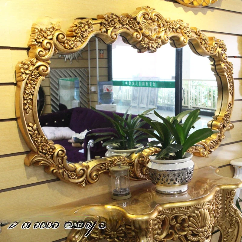 

Luxury European Bathroom Mirror Toilet Wall-Hanging Mirror Villa Entertainment Place Decorative Mirror Double Basin