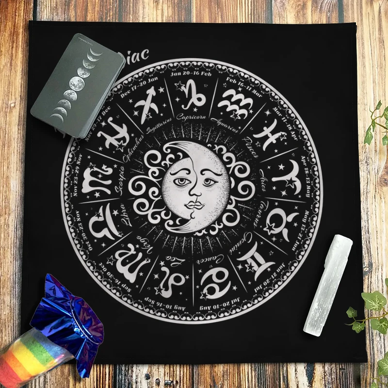 13 Signs Zodiac Horoscope Tarot Tablecloth Velvet Altar Cloth Divination Witchcraft Astrology Oracle Card Pad Drop Shipping