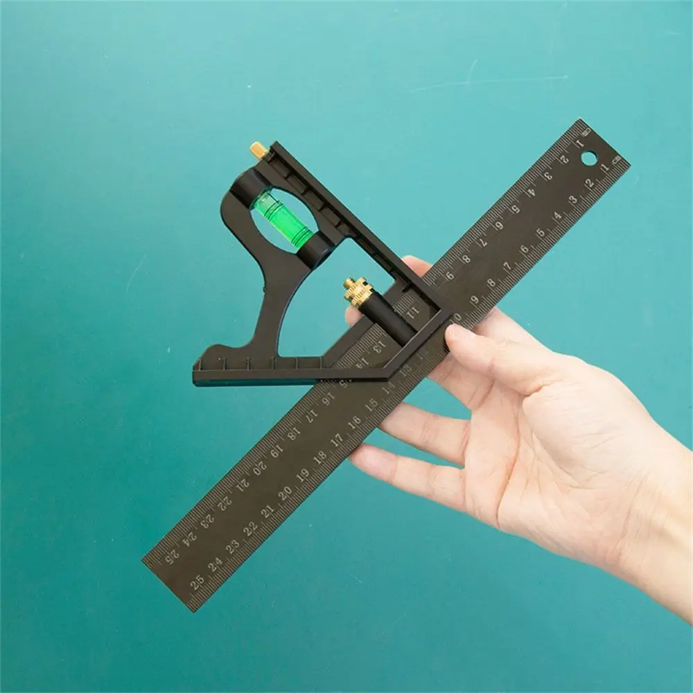 Adjustable Combination Right Angle Ruler 45 / 90 Degree with Bubble Square Ruler Measuring Tools 15/20/25cm Levelling Instrument