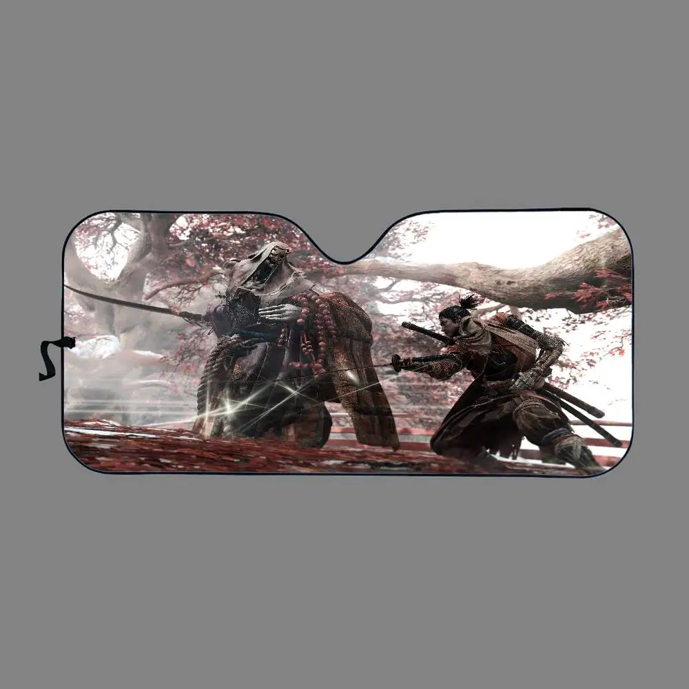 S-Sekiro S-Shadows يموت T-Twice الكرتون نافذة رقائق ساخنة الزجاج الأمامي ظلة نافذة السيارة الأمامية قناع سيارة أدوات حماية الطاقة الشمسية #5