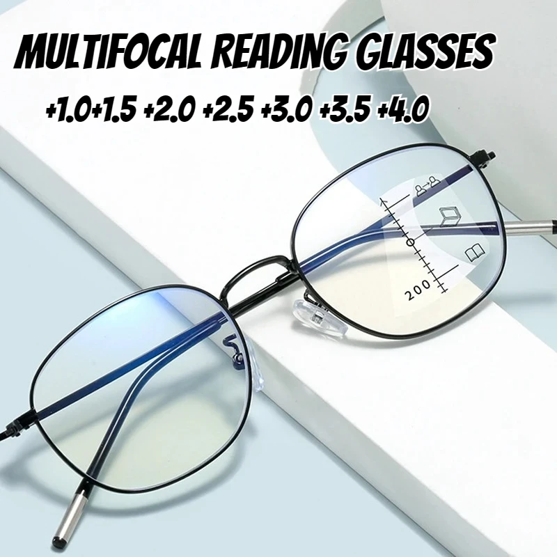 

Neutral New Reading Glasses Progressive Multifocal Reading Glasses High Definition Anti-Blue Light Presbyopia Glasses +3.5+4.0