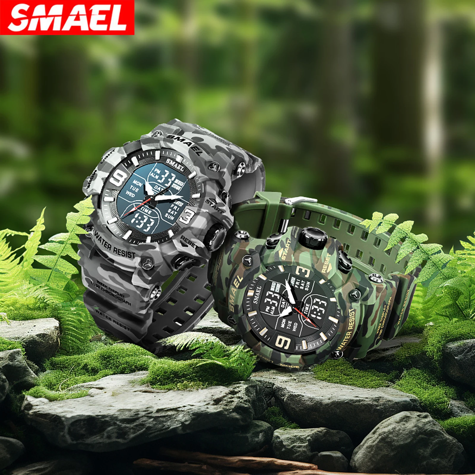 SMAEL 2024 new Men watches Sports Dual Display Analog Digital LED Electronic Quartz Waterproof relogio smael 8049 watch