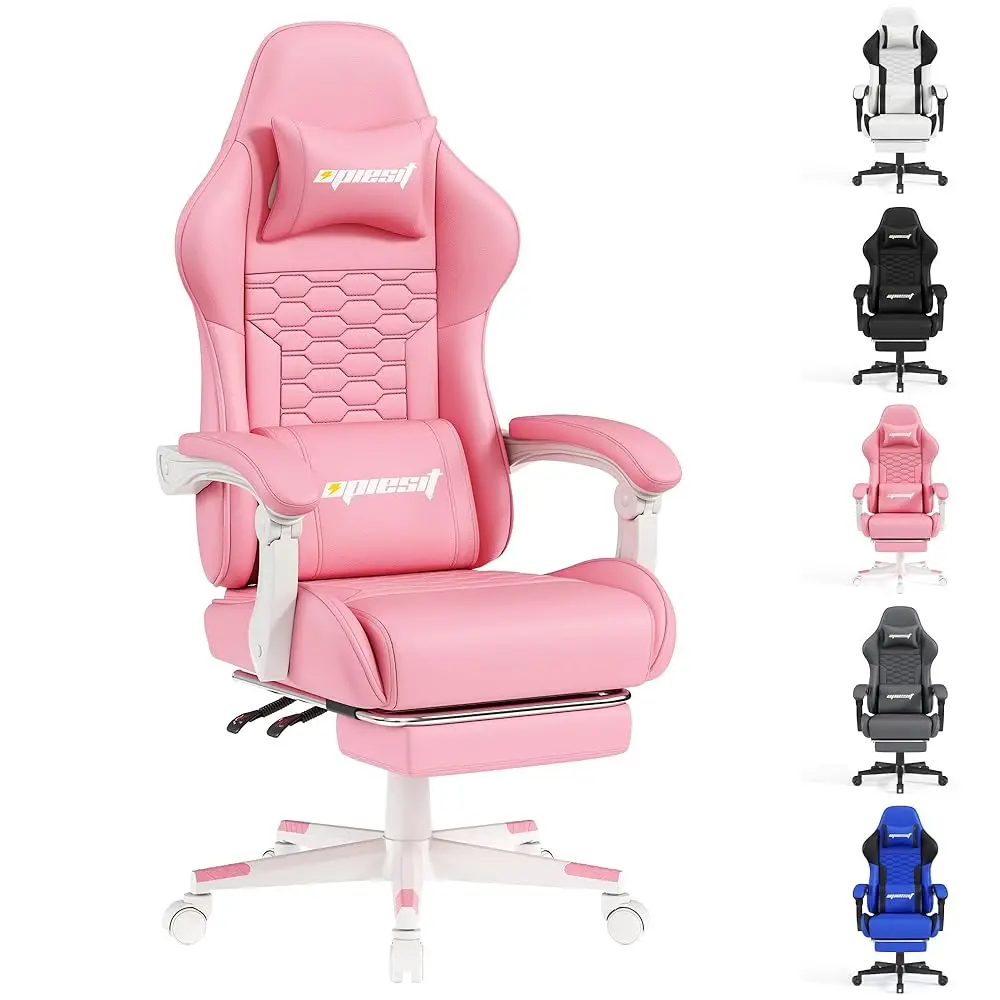

Gaming Chair, Computer Office Chair With Footrest, Linkage Armrests And Lumbar Support, High Ba Ergonomic Gamer Chairs For