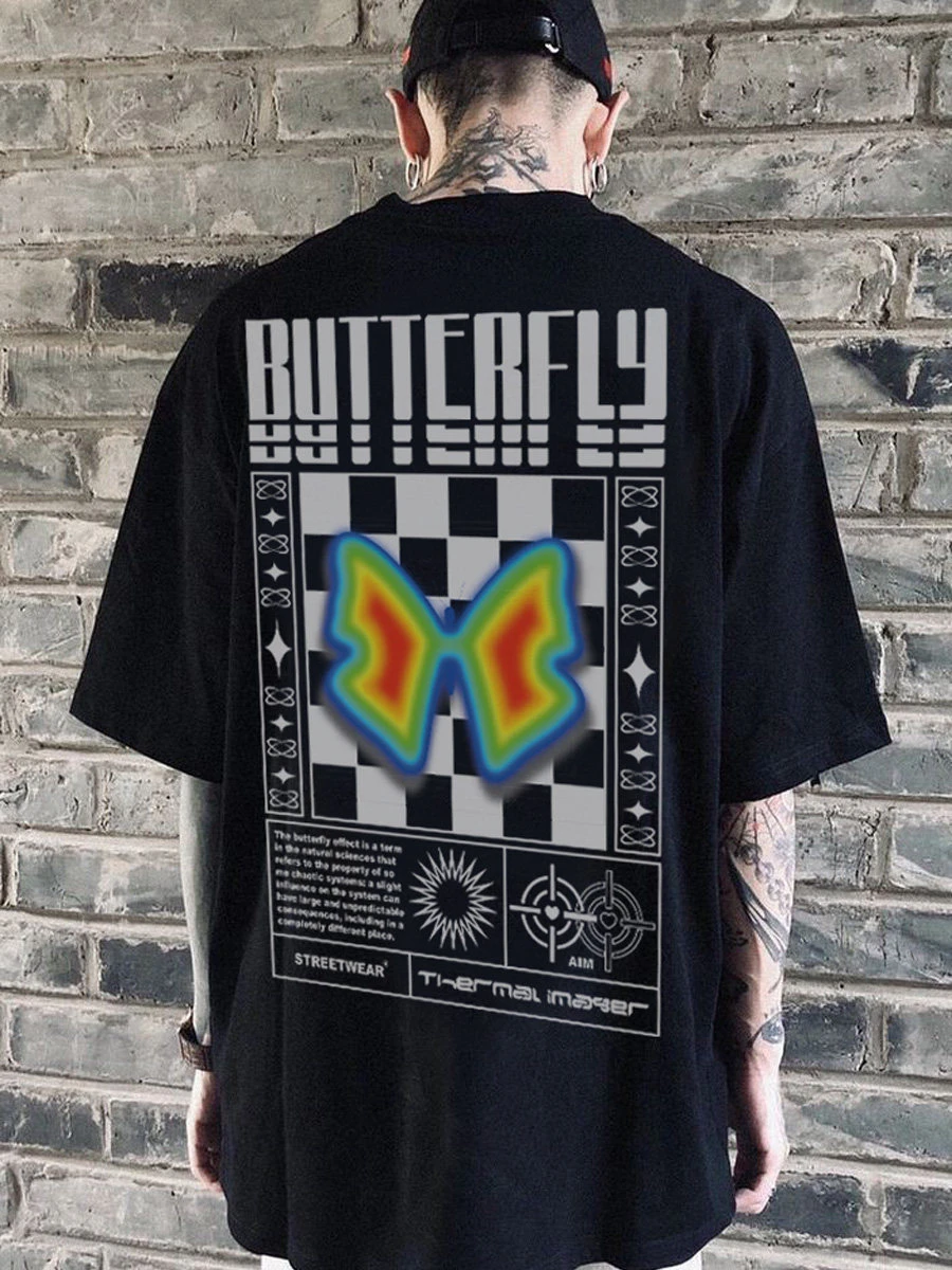 Streetwear Brand With Butterfly - T-shirt da uomo a maniche corte,
