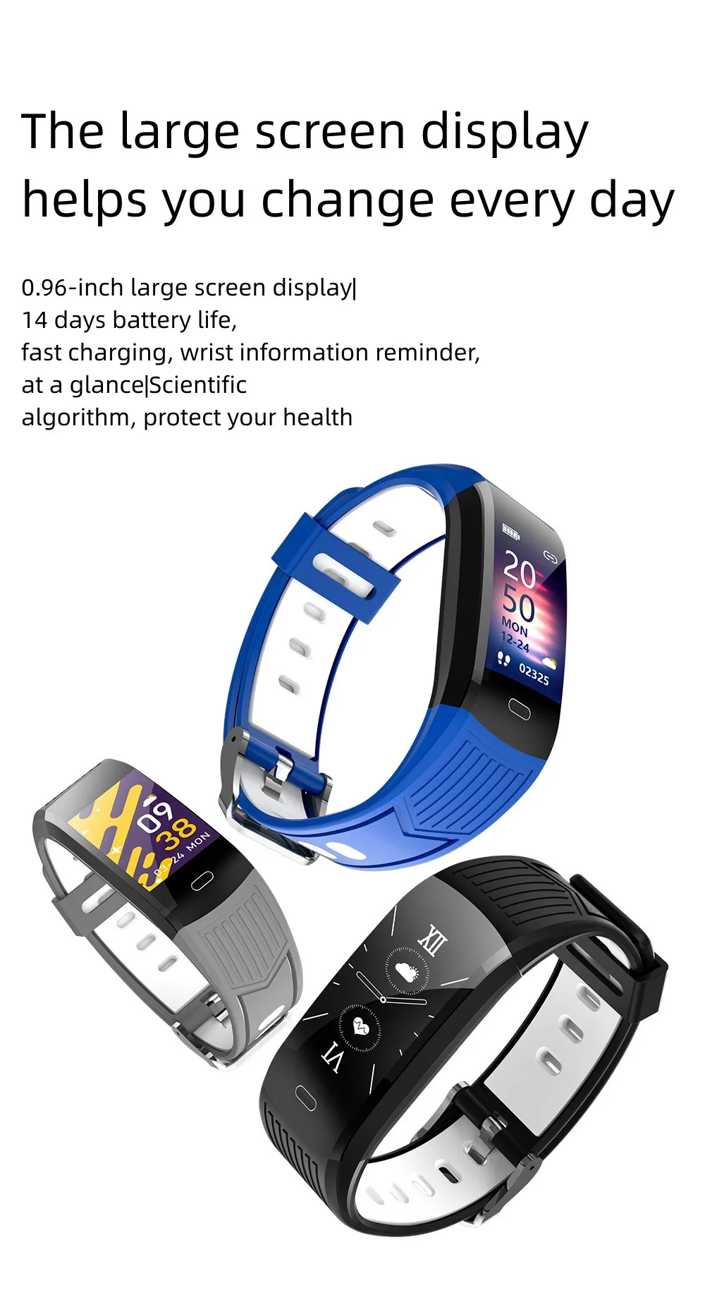 New smart bracelet custom wallpaper heart rate, blood pressure monitoring, weather music waterproof sports bracelet