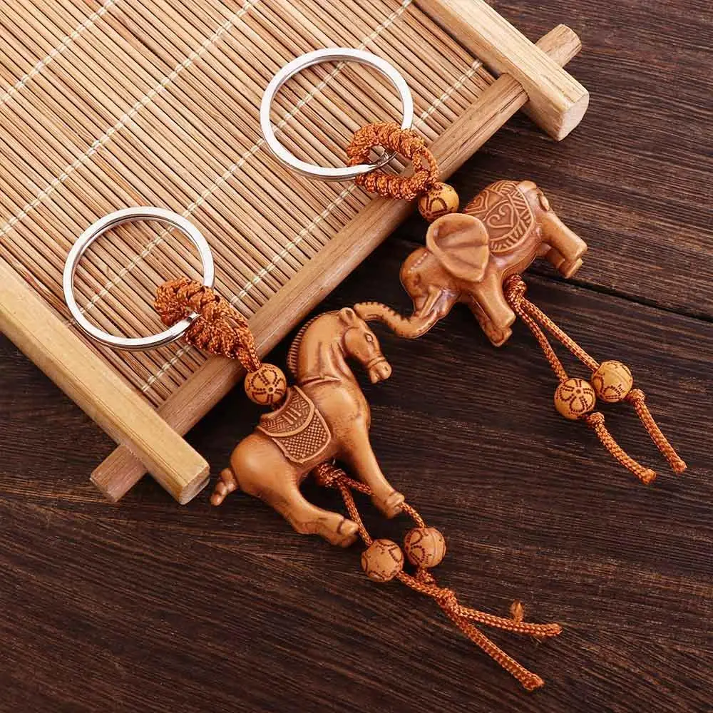 

Cartoon Chinese Knot Key Ring Bag Charm Pendant Carving Lucky Horse Keychain Lucky Horse Keyring Weaving Key Chains Key Holder