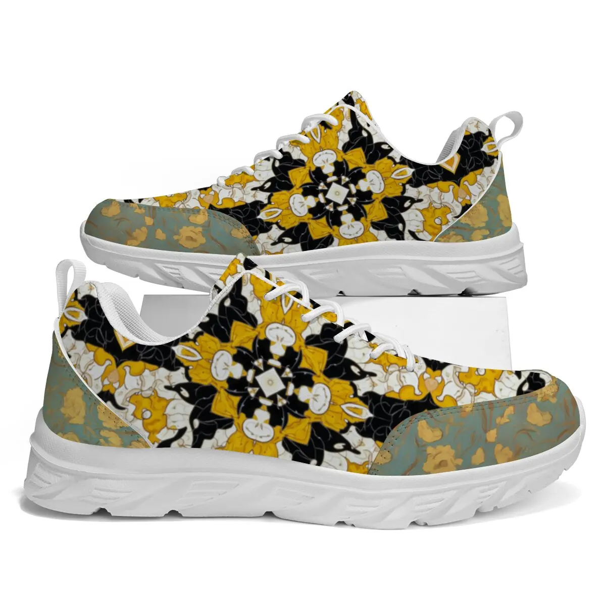 

Повседневная обувь для родителей и детей, спортивные кроссовки на плоской подошве с нерегулярным цветочным узором, дышащие кроссовки большого размера на шнуровке в этническом стиле