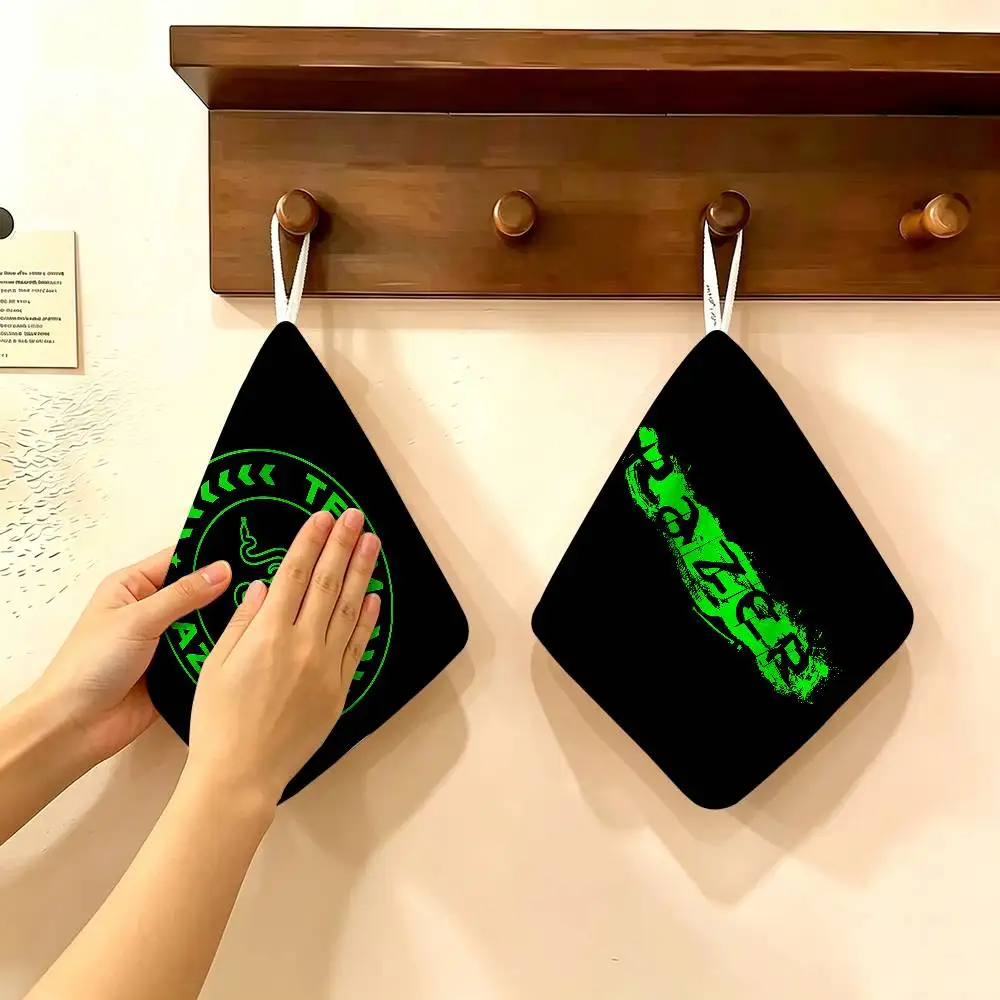 Razer logo Soft Polyester Cotton Towel, Hanging Kitchen Style Hand Wiping Cloth for Restaurant Home