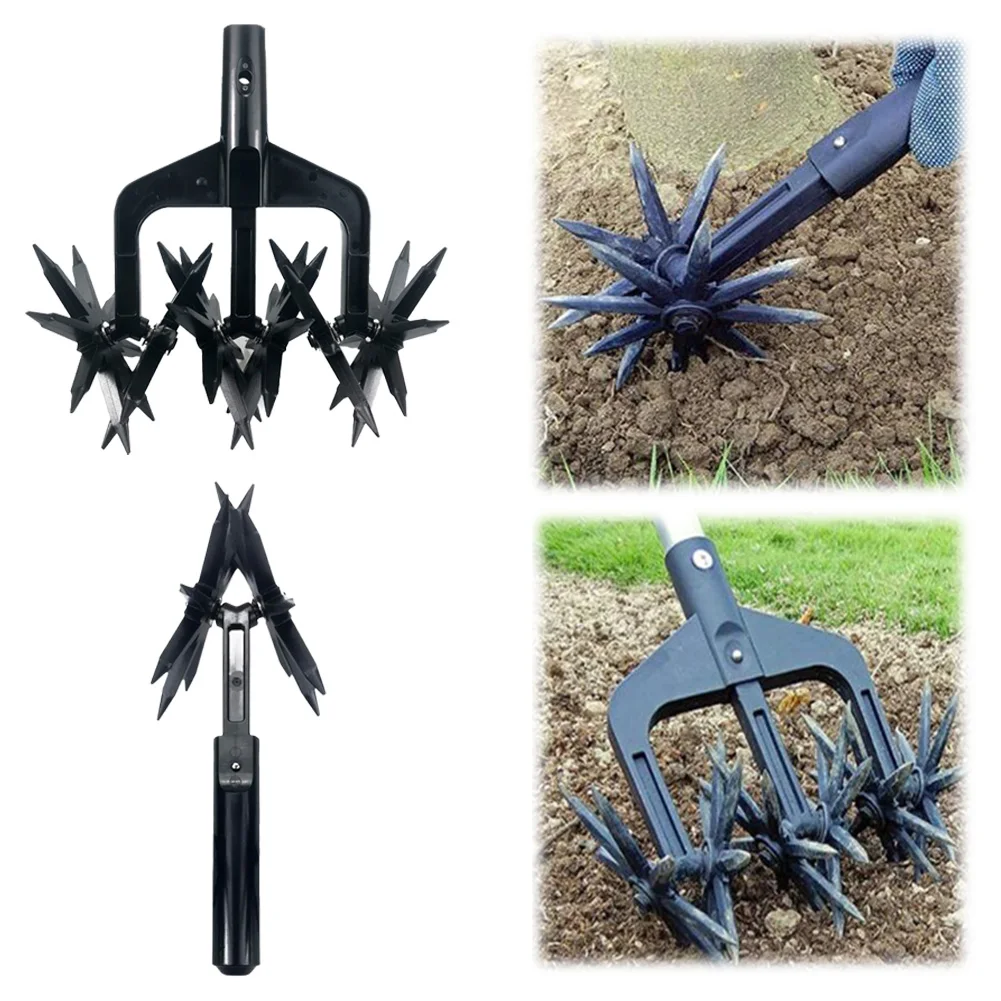 

2 In 1 Garden Rotary Tiller Lawn Ripper Land Aerator Gardening Tool Weeding Digging Grass Turning Tool Garden Loose Soil Aerator
