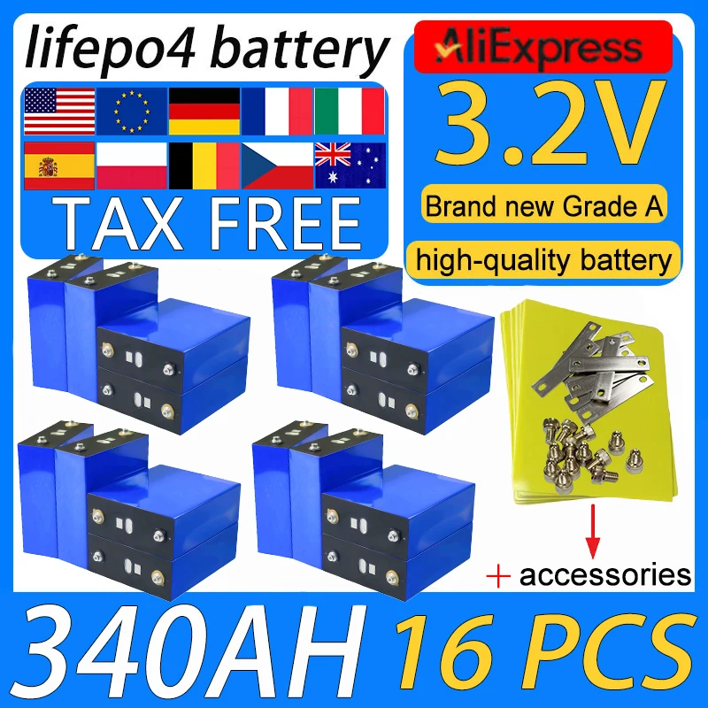 

Аккумулятор Lifepo4 48В 3.2В 340Ач, литий-железо-фосфатный, перезаряжаемый, подходит для солнечных батарей, домашнего использования, автодомов, кемпинга, активного отдыха.