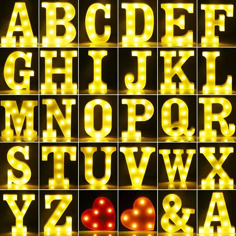 Alphabet Letter LED Lights Luminous Number Lamp Decor Battery Night Light for Home Wedding Birthday Christmas Party Decoration