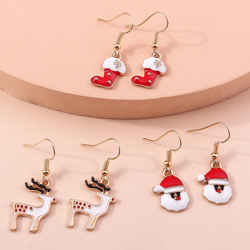 Neue Mode Mix Stile Frohe Weihnachten Ohrringe für Frauen Weihnachten Baum Deer Santa Baumeln Ohrringe Neue Jahr Schmuck Geschenke – Detail 5