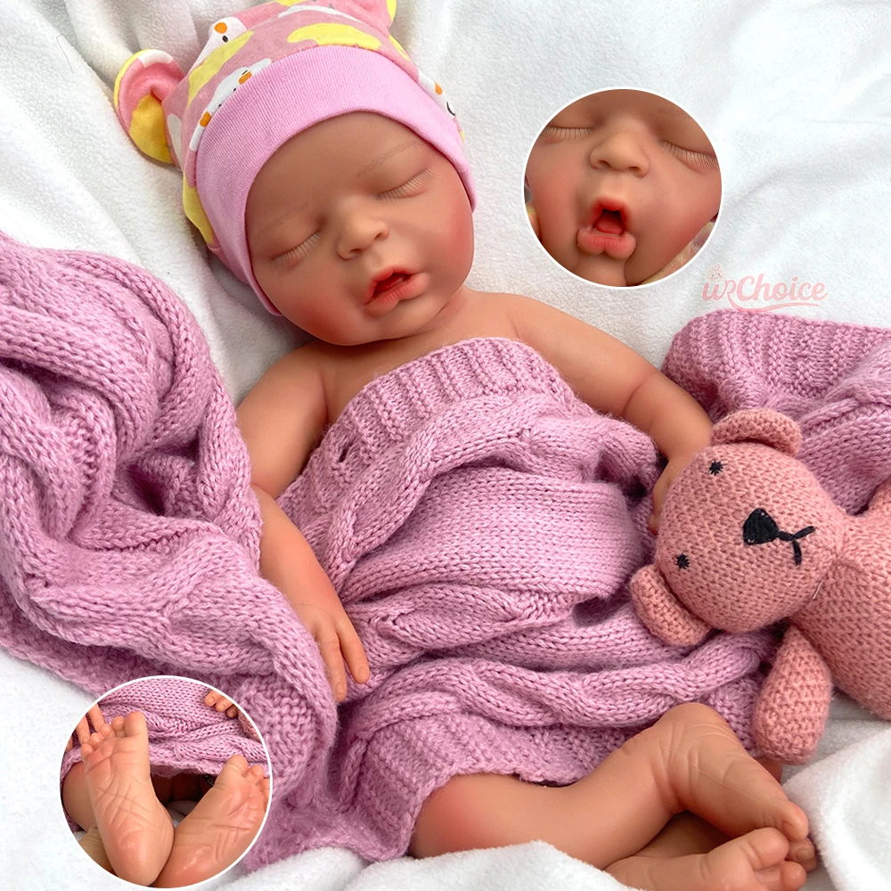 45cm 열린 입 소녀 가득 차있는 부드러운 실리콘 재태어난 아기 손으로 만든 생활적인 세부사항 불안 구제 크리스마스 선물을 위한 재생 인형