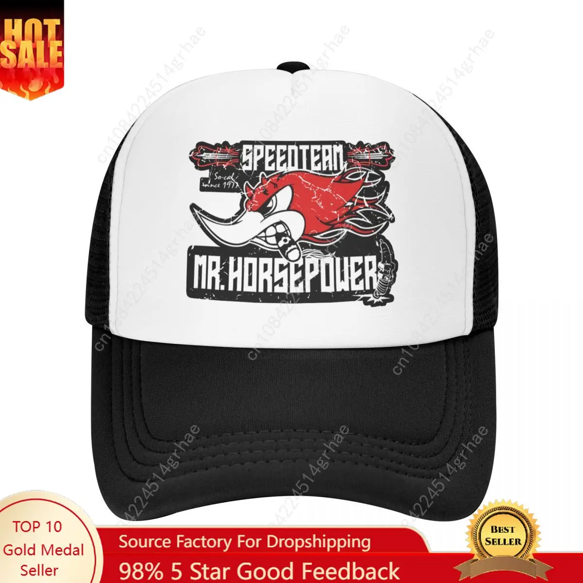 

Speed Team So-cal Since 1977 Trucker Cap Unisex Outdoor Mr.Horsepower Hats Adjustable Polyester Mesh Baseball Cap Washable