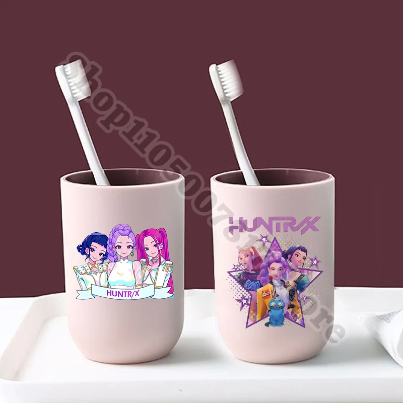 KPop شيطان الصيادين فتاة كوب فرشاة الأسنان البلاستيكية الأطفال الكرتون لطيف غسول الفم أكواب الاطفال أنيمي المحمولة شطف القدح هدية الكريسماس #1