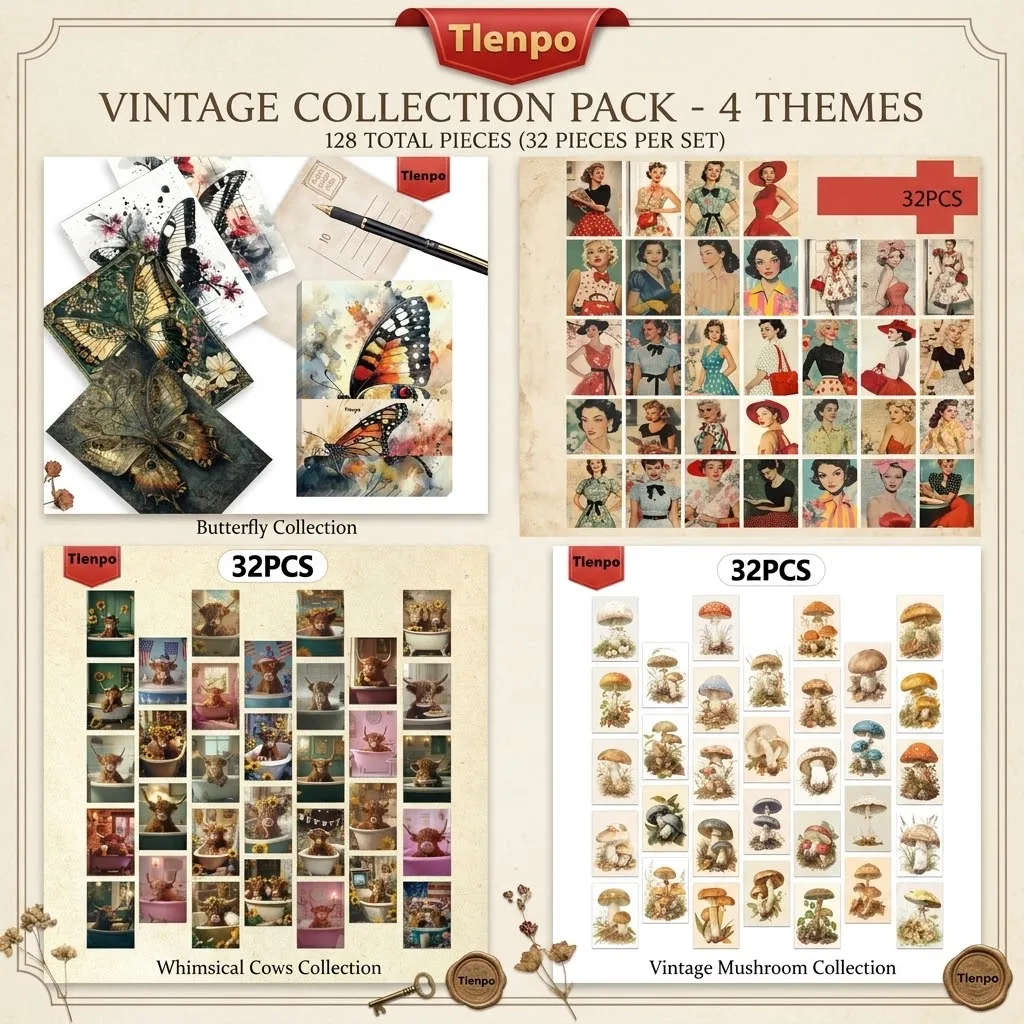 128pcs 4 Styles Postcards, New Year Gift, Christmas Gift, Living Room Decoration, Bedroom Decoration, High-Quality Cardstock