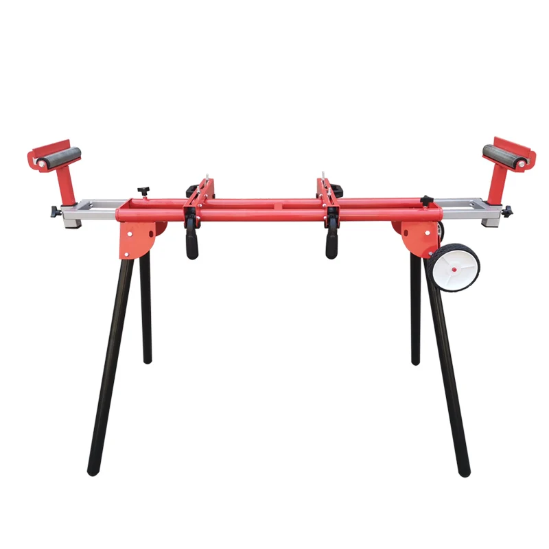 Universal Collapsible Rolling Folding Miter Saw Stand Quick Attach, Compact And Portable With Extension Rail And Rollers