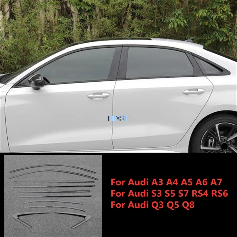 Car Styling Exterior Sticker Window Trim Strip Glass Side Molding For Audi A3 A4 A5 A6 A7 S3 S5 S7 Q3 Q5 Q8 RS4 RS6 2009-2024