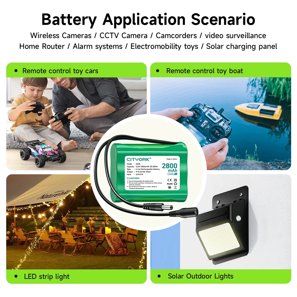 حزمة بطارية ليثيوم 2800 مللي أمبير قابلة لإعادة الشحن 12 فولت مع شاحن لأجهزة 12 فولت، مشروع DIY، ضوء الدراجة، سيارة RC، البيانو الكهربائي #5