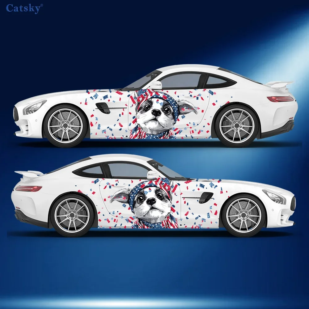 Animals with American Flag Car Vinyl Wraps Decal Self-adhesive PVC Sticker Suitable for Trucks SUV Decoration Auto Accessories