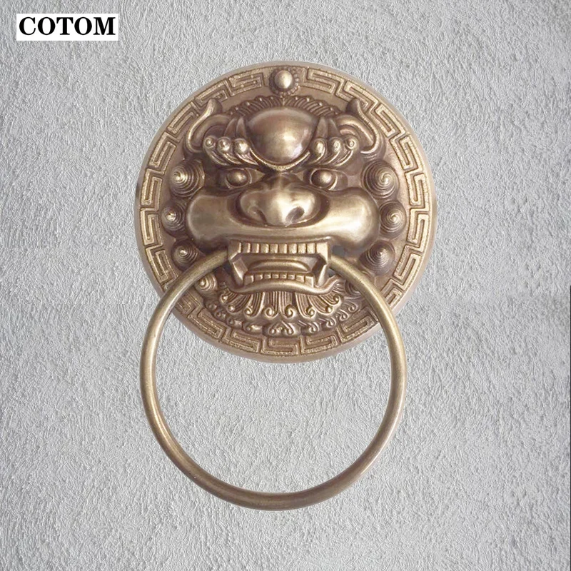 

Antique Kirin Solid Brass Entry Door Handles Traditional Knocker Luxury Gates Furniture Craftsmanship Security Design