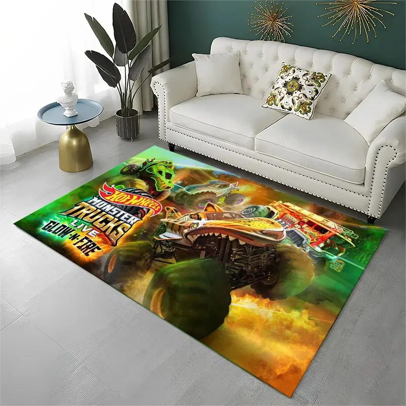Racing Car H-Hot Wheels MOTO Non-Slip Area Rug for Living Room,Bedroom,Playroom,Soft Carpet Floor Mat Home Decor Rug  Room