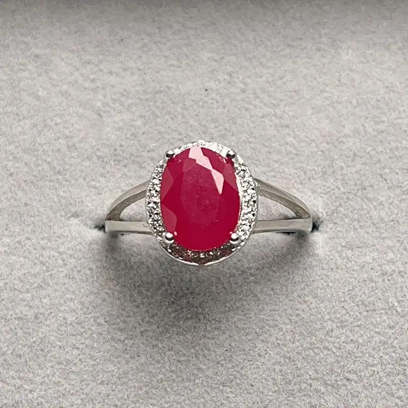 

Classical design925 Silver manmade pink ruby Ring 7mm*9mm 2.5ct imitate Genuine Myanmar Ruby 925 Silver Jewelry