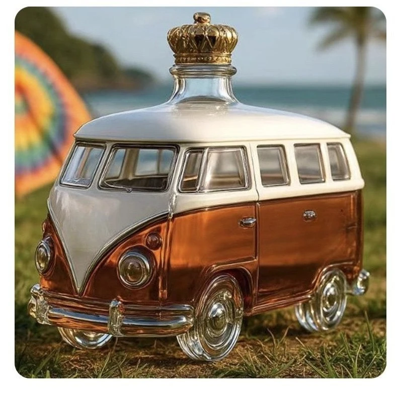 Creative Bus Shape Glass Whiskey Empty Bottle Liquor Decanter Home Bar Decoration Sparkling Wine Container For Party Gift Set