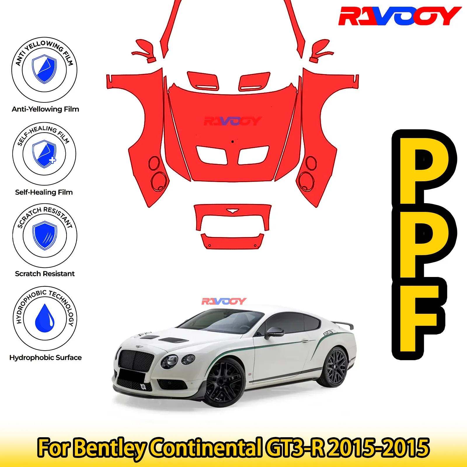 

Для Bentley Continental GT3-R 2015-2015 глянцевая матовая черная предварительно вырезанная передняя защитная пленка PPF Kit