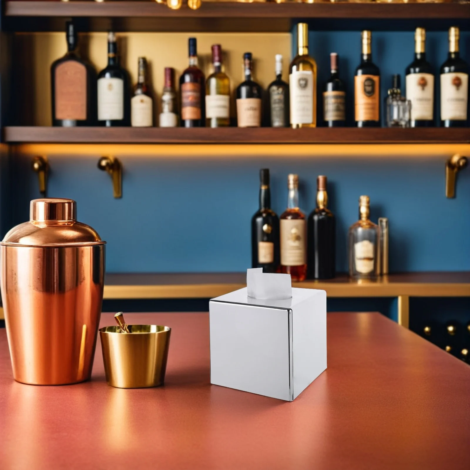 

Electroplated Tissue Box Cover Abs Square Napkin Holder For Home Office Hollow Bottom Modern Facial Tissue Container Storage