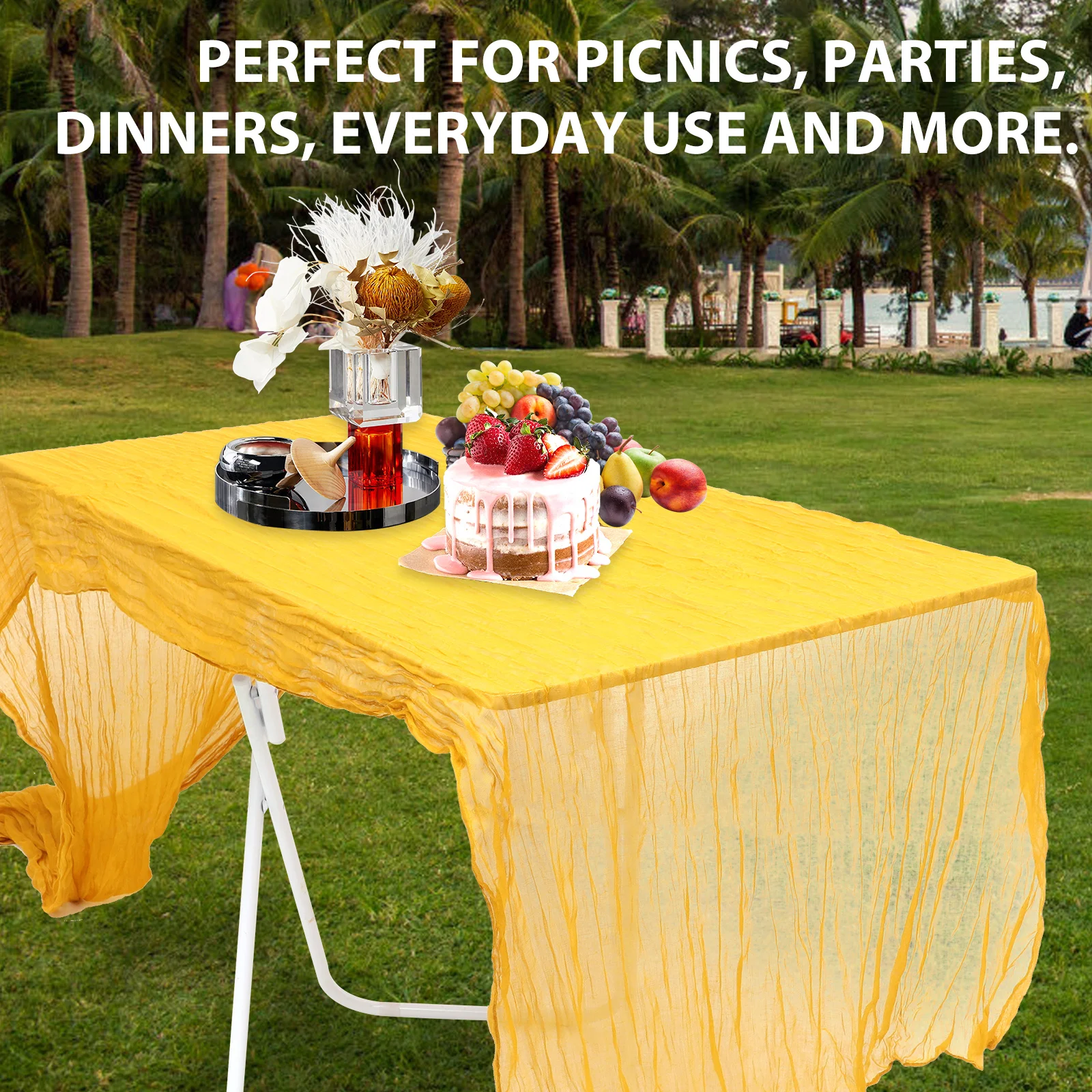 

2Pcs Boho Table Runner Long Wide Polyester Cheesecloth Multi-Function Party Wedding Decorative Cloth for Banquet Festival Home