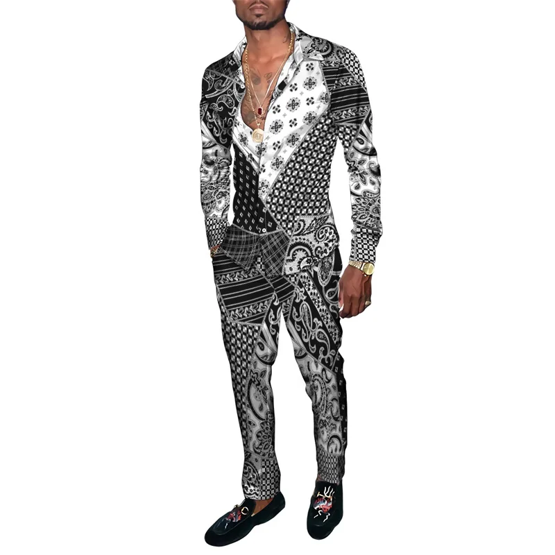 

Fashion Colorful Lattice 3D Print Men Harajuku Clothing Suits Tracksuit Long Sleeve Shirt Long Pants Two Piece Sets Clothing