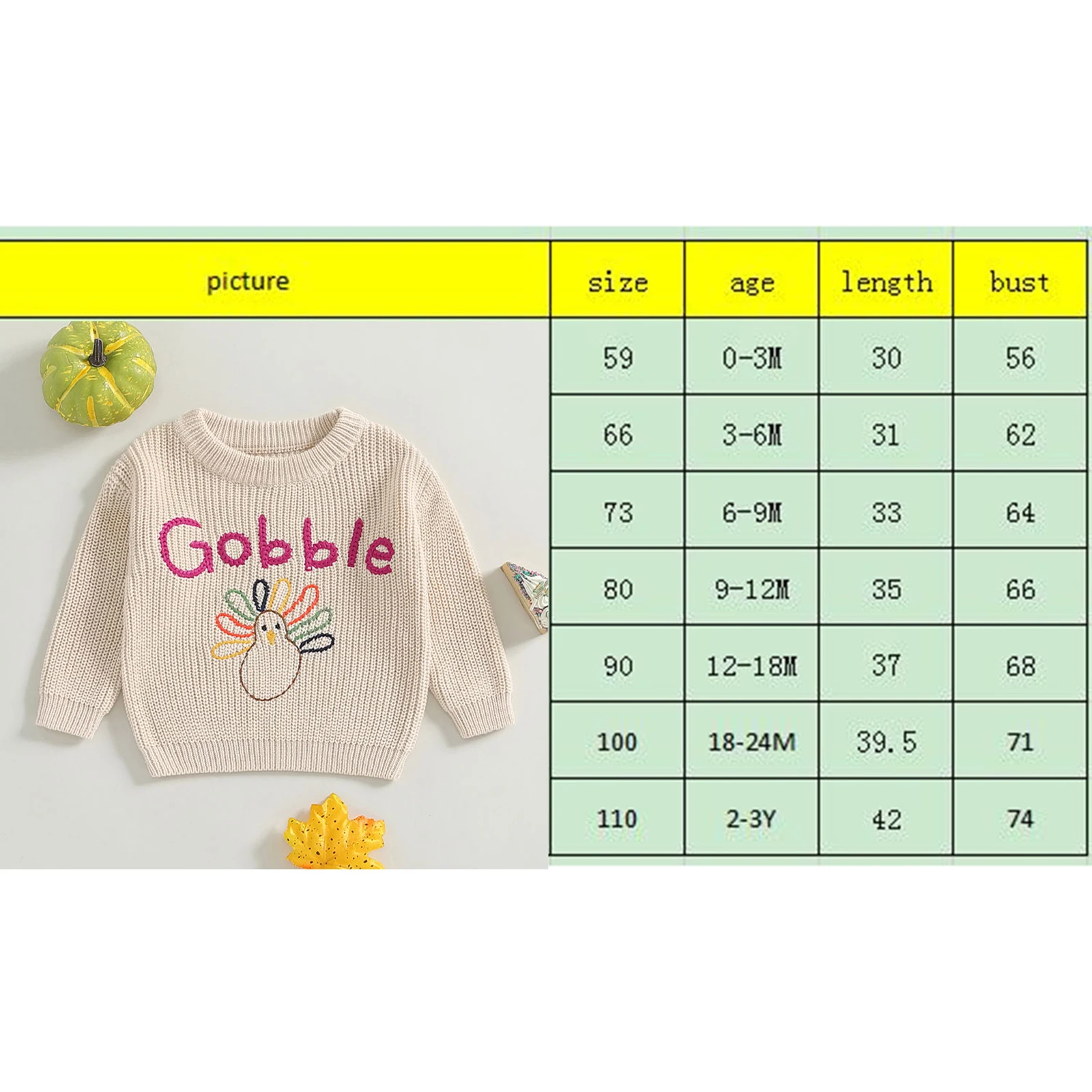 Toddler Girls Boys Thanksgiving Sweater  Turkey Letter Embroidery Crew Neck Long Sleeve Kids Pullovers Fall Clothes