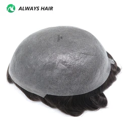 Alwayshair Thinskin -Thin Skin Male Wig Natural Hairline India Human Hair System for Men 115% Hair Density Hair Unit