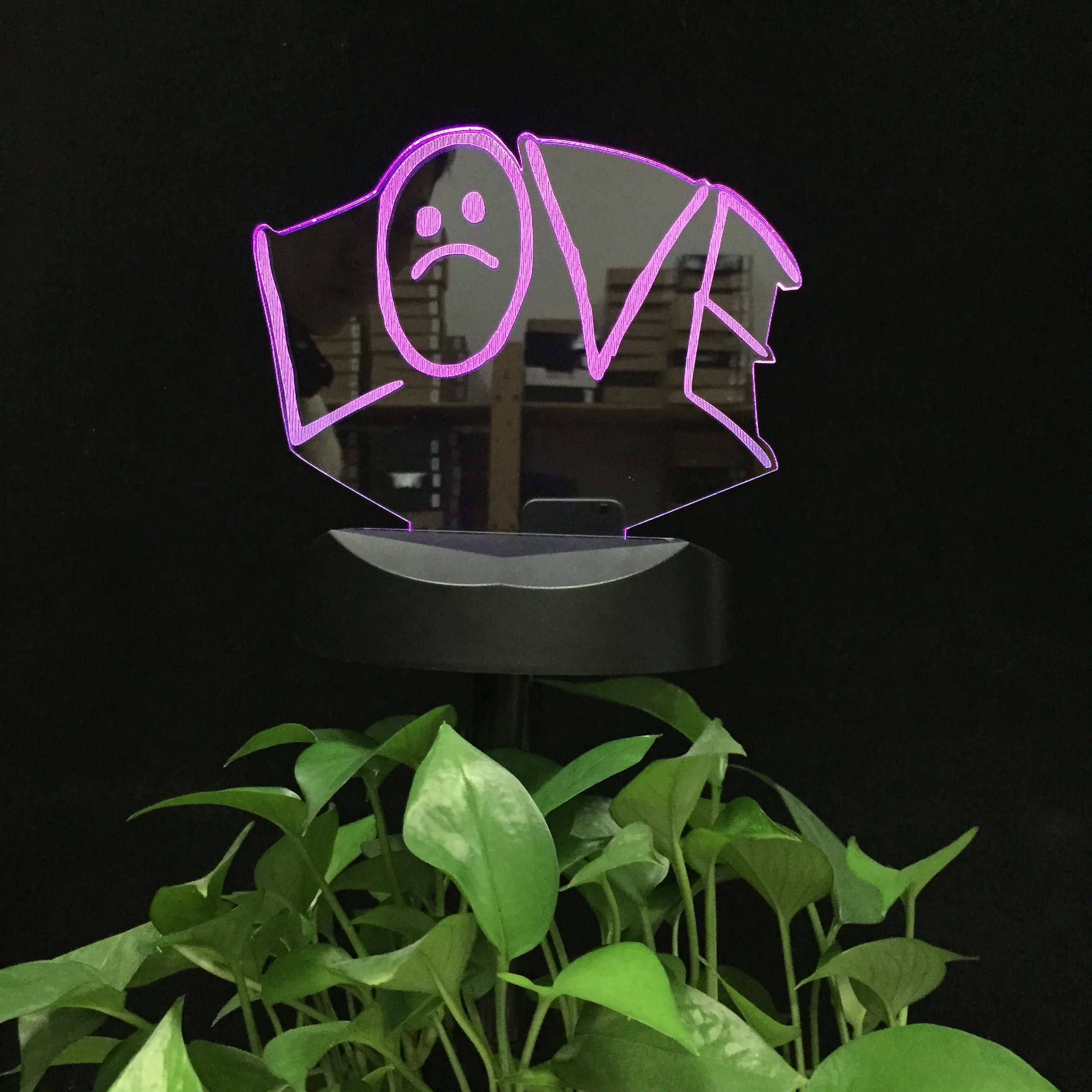 Cute Love Style of Calligraphy Landscape Lighting 3d Table Night Light Outdoor Solar Power 3D LED Night Lamp for Yard Garden