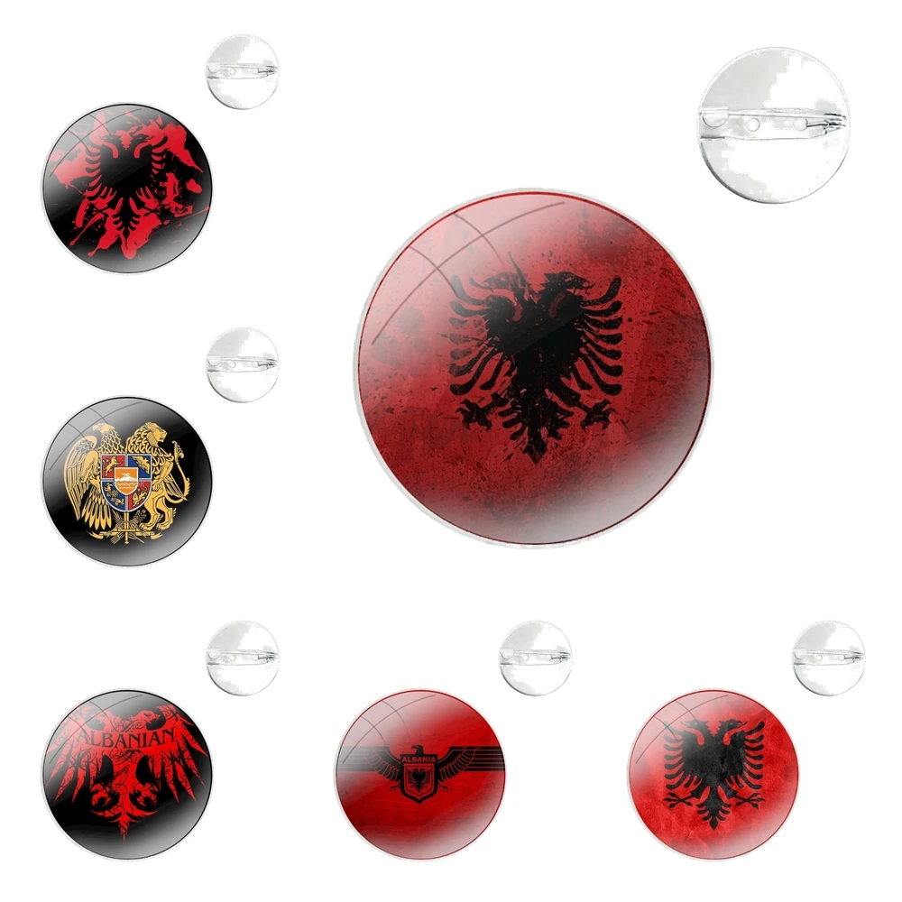 Albania Flag Eagle Pins Badge Metal Brooches For Clothes Backpack Decoration gift