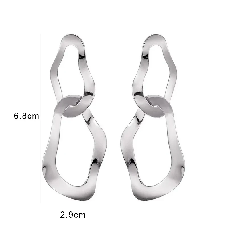 Geometry Drop Earrings for Women Uneven Personality Hollow Curved Irregular Round Pendants Dangle Earrings Rock Fashion Jewelry