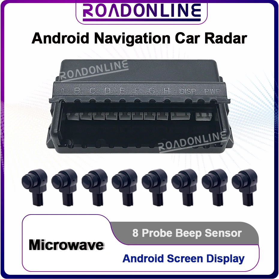 

Android Navigation Reversing Radar Sensor Kit Visual Reversing Image Audible Alarm Indicator Probe System 8 Probe Buzzer Sensor