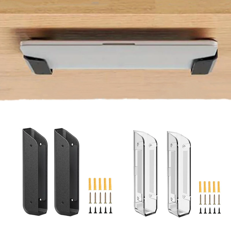 2Pcs Wall Under Desk Laptop Mount Durable Holder With Anti-Scratch Pads–Universal For Keyboards Tablets Under Desk Mount