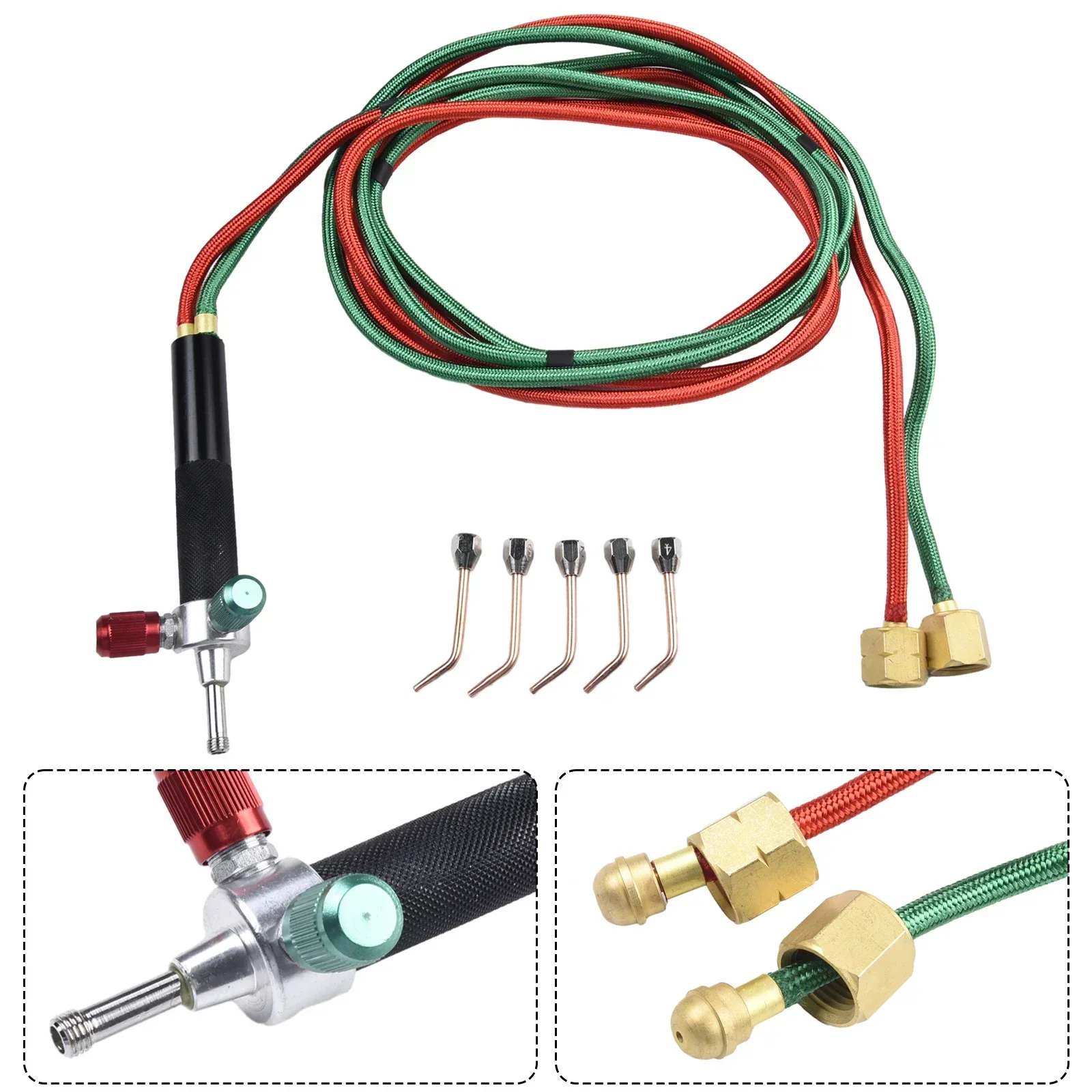 Imagem -02 - Mini Kit de Tocha de Acetileno Oxigênio Corte de Soldagem a Gás Ferramenta de Soldador Mais Bicos Reparo e Fabricação Eletrônica