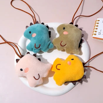 Kawaii 플러시 공룡 키 체인 안티 분실 이름 스티커 여자를위한 동물 열쇠 고리 학생 컵 펜던트 배낭 액세서리