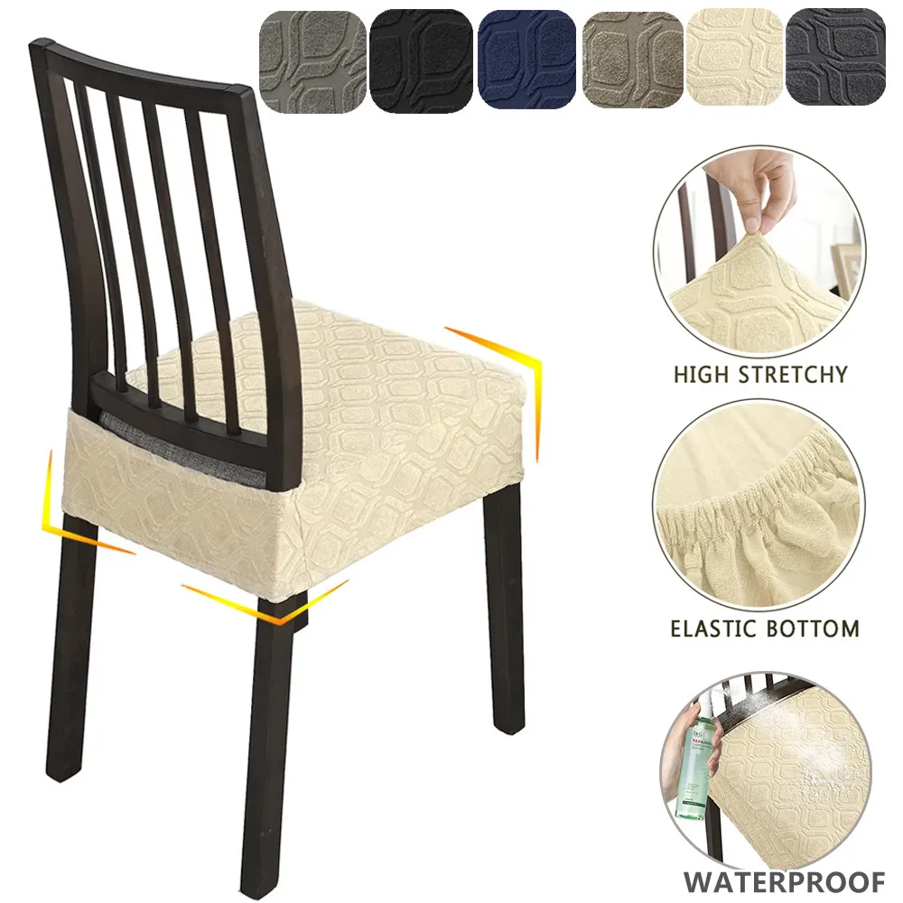 Polyester Bar Seat Cover, Knitted Elastic Jacquard Household Chair Cover,Small Size Solid Color Living Room Kitchen Seat Cove