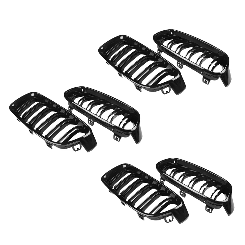 

3Pair Gloss Black Front Grille/Grilles Kidney For BMW 3-Series F30 F31 F35 2012-2017 Car Styling