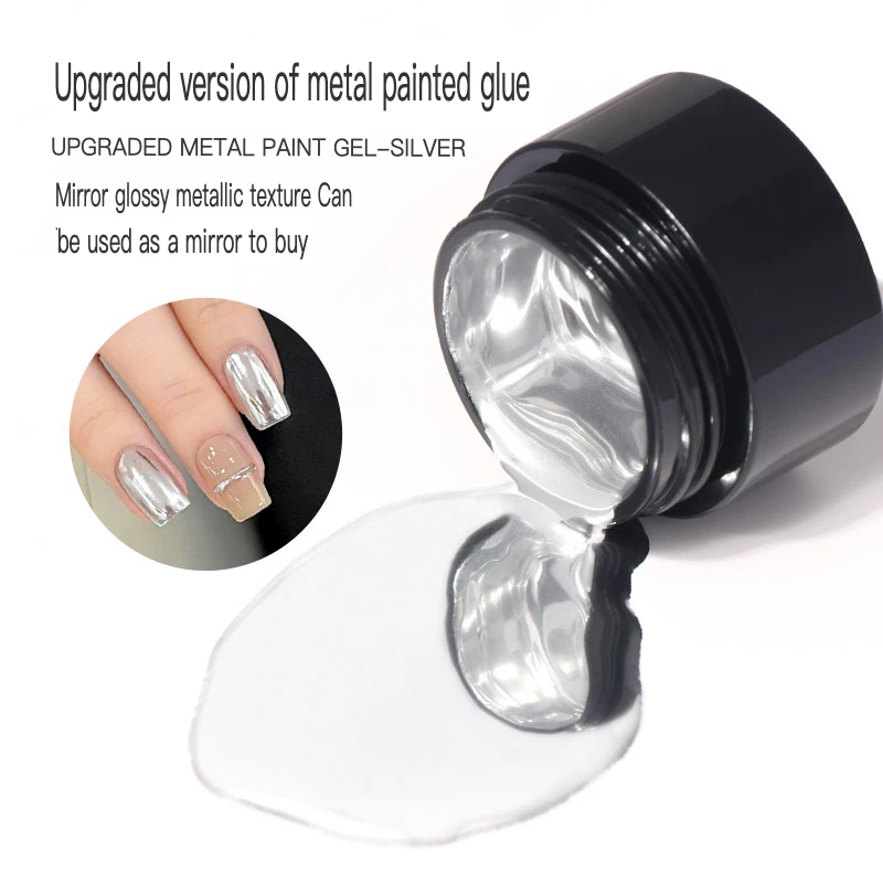 FN Upgraded Mirror Metal Nail Polish Gel - Silver Phototherapy Nail Polish with Nail Pull Line for Perfect Manicure