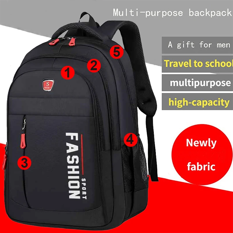 Large Capacity Men's Business Backpack with Laptop Compartment Fashion Logo Design Travel School Bag