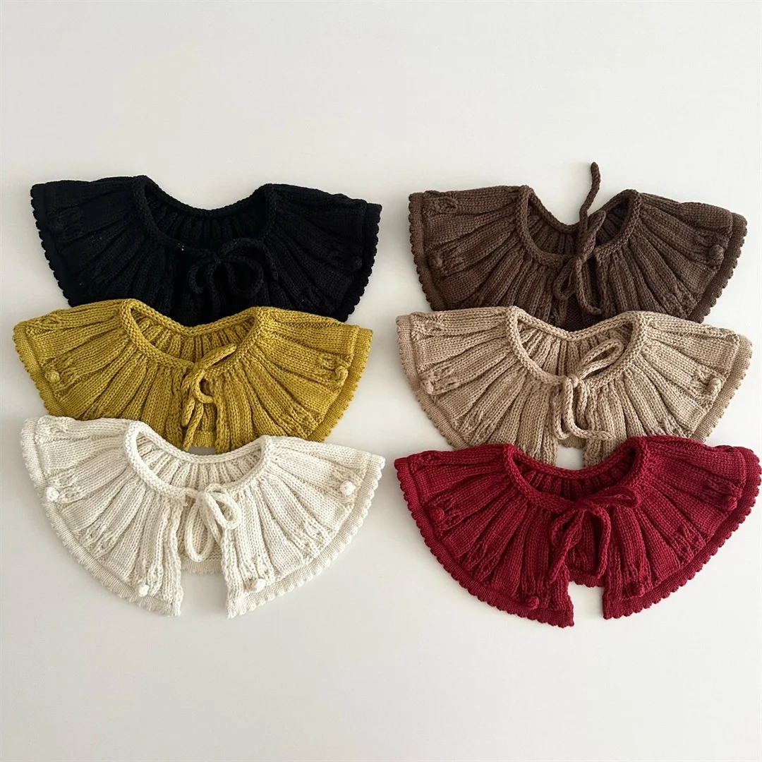 2026 New Arrival Korean Hand Crocheted Cape For Girls False Collar With Tie Straps Decorative Styling Shawl For Autumn & Winter