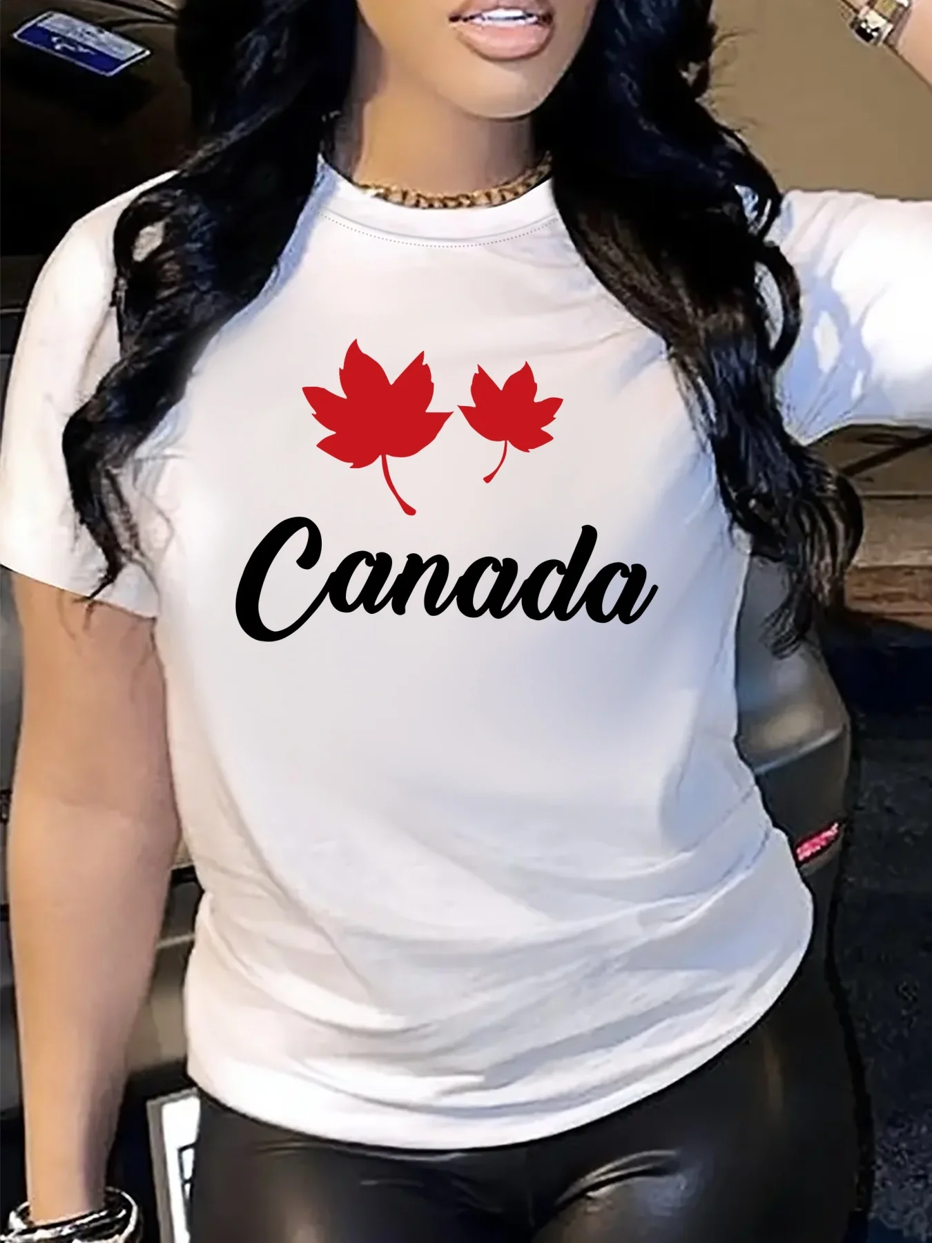 

Women's Canada Graphic Printing T-Shirt Round Neck Short Sleeve Cotton Tees Retro Hip Hop Y2k T-shirt Summer Tops Women Clothing