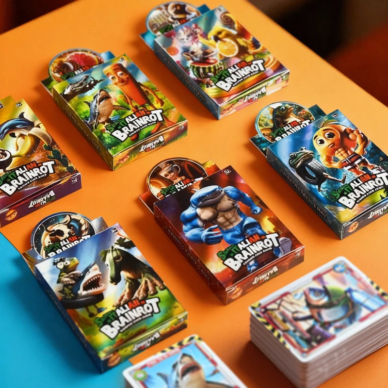 24 Cards/Box Italian Brainrot Cards Game Tungtungtungsahur Laser Card Series Classic Card Toy Collection Card Children Gift